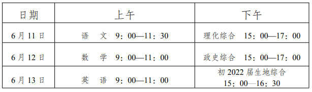 2022年內(nèi)江中考時間安排是怎么樣的？